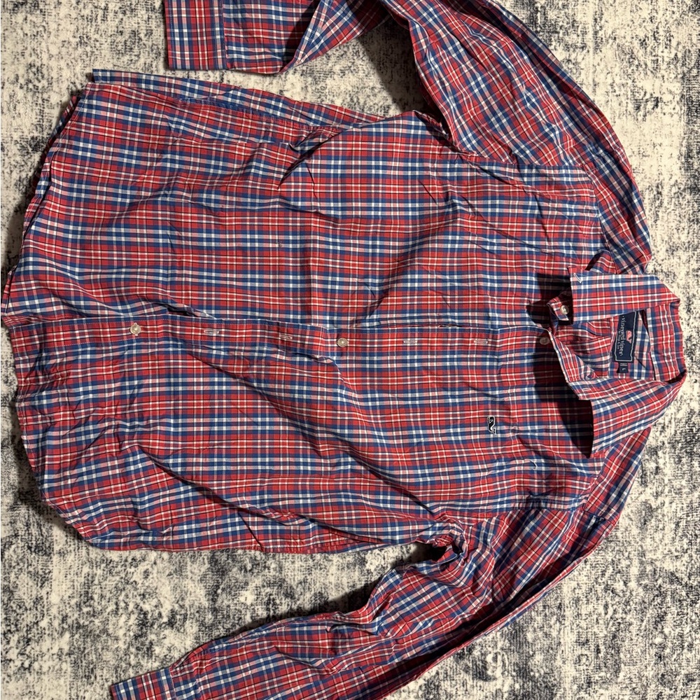 Vineyard Vines Plaid Slim Fit Whale Button Down Mens Shirt EUC